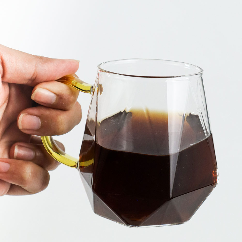 Gelas Kopi Teh Diamond Texture Glass 320ml