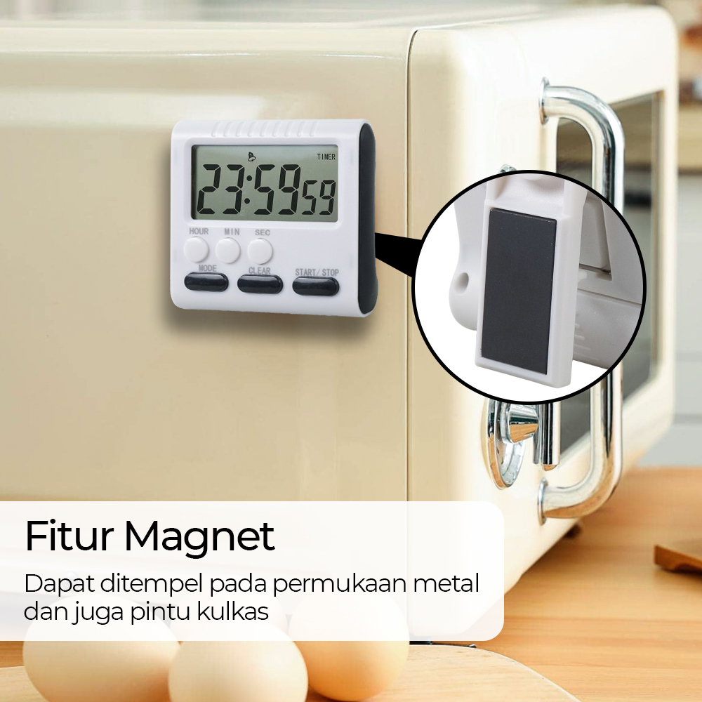 QASIQ Timer Masak Dapur Magnetic Stand Kitchen Countdown Clock