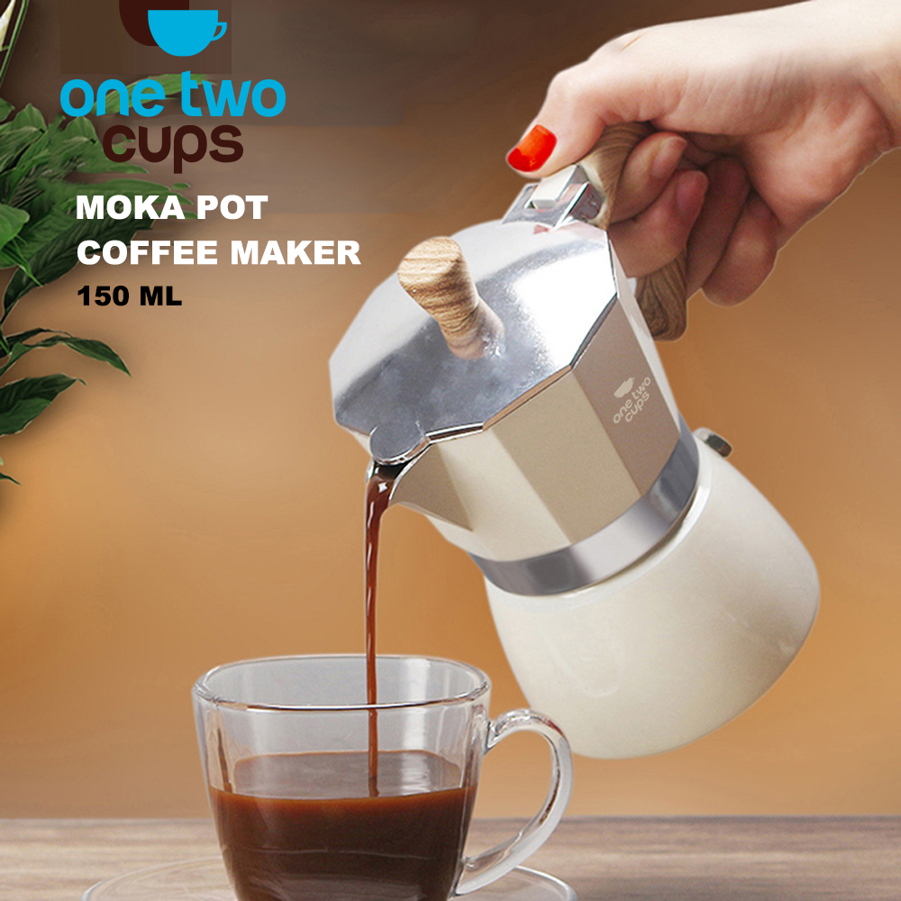 Moka Pot Octagon Putih 150ml / 3cup PL315