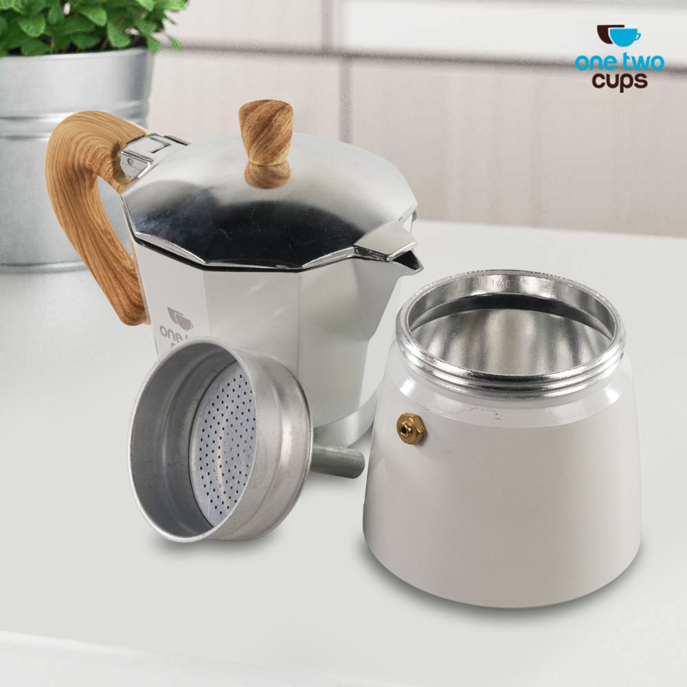 Moka Pot Octagon Putih 150ml / 3cup PL315