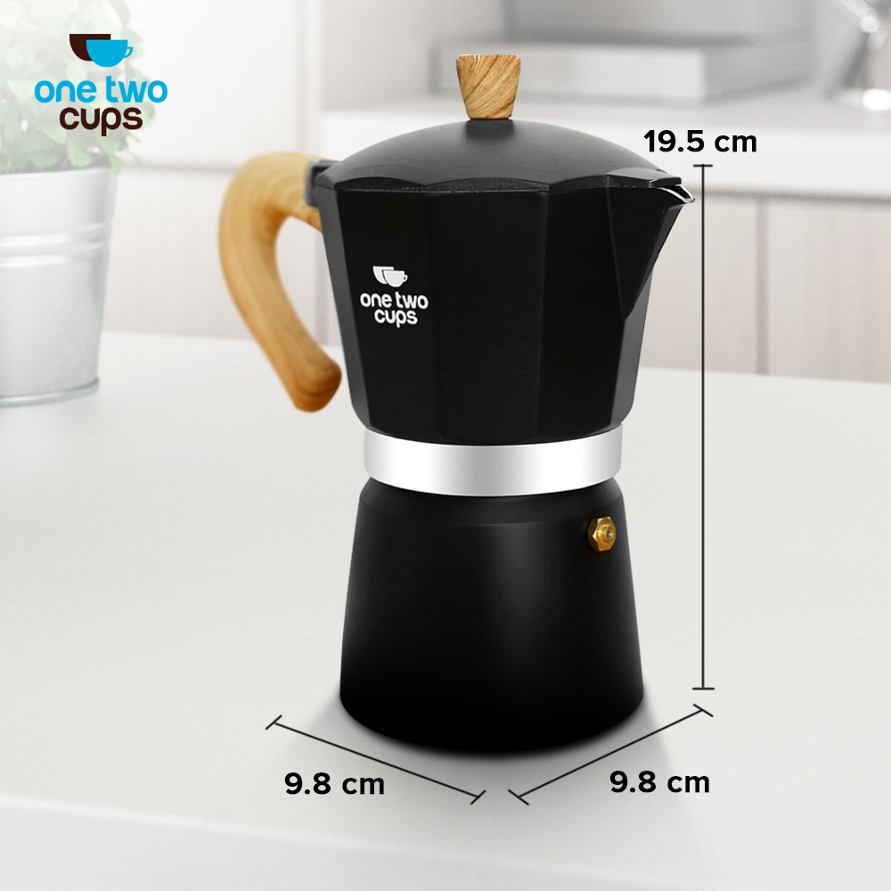 Moka Pot Octagon Hitam 300ml / 6cup PL315