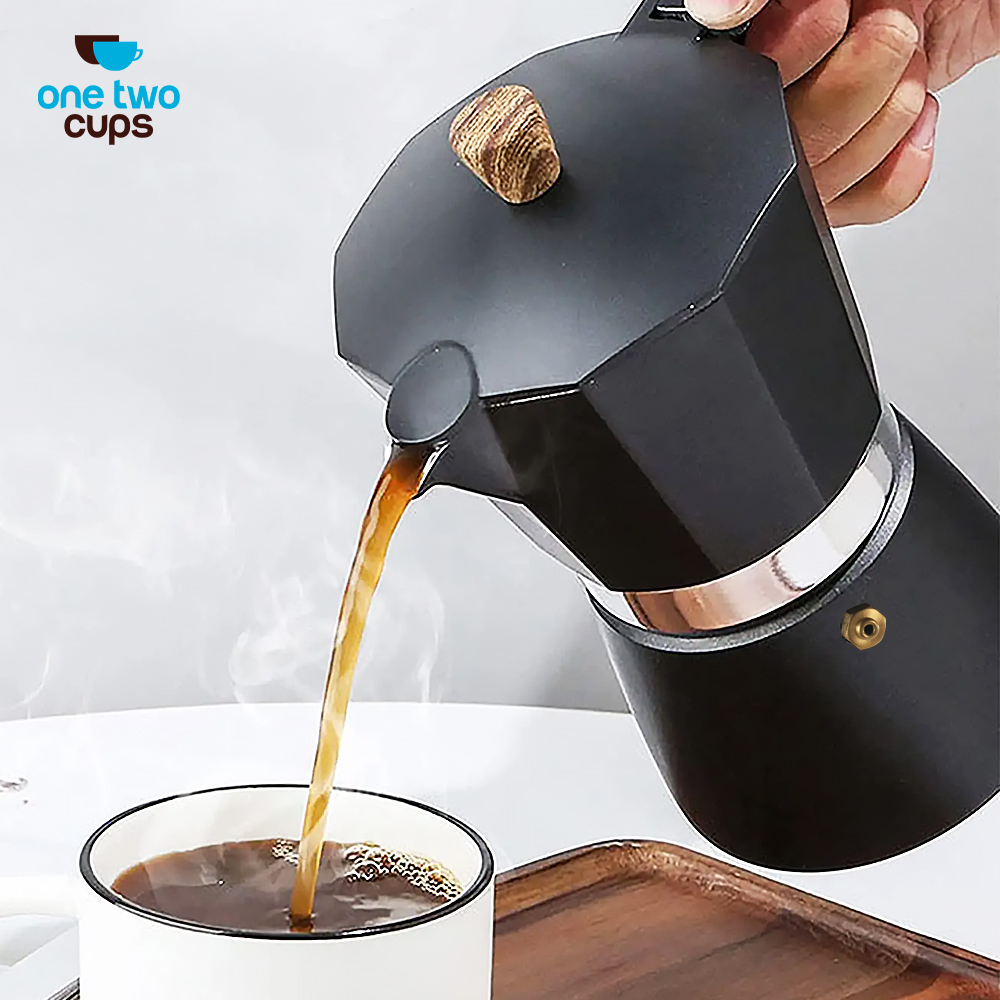 Moka Pot Octagon Hitam 300ml / 6cup PL315