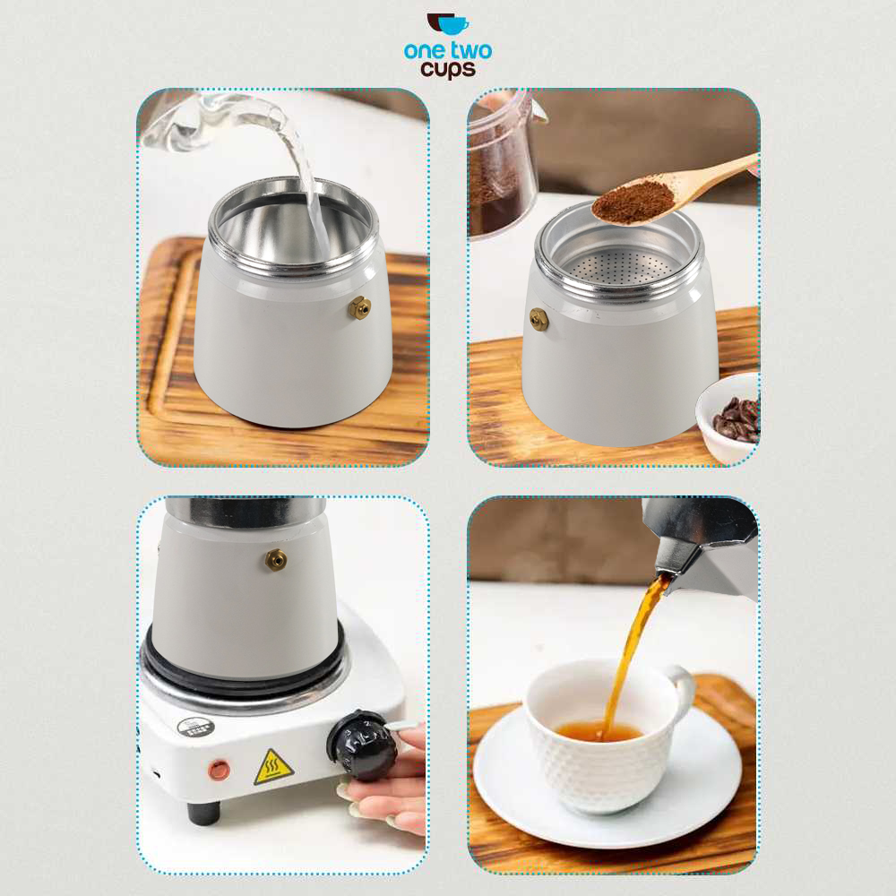 Moka Pot Octagon Hitam 300ml / 6cup PL315