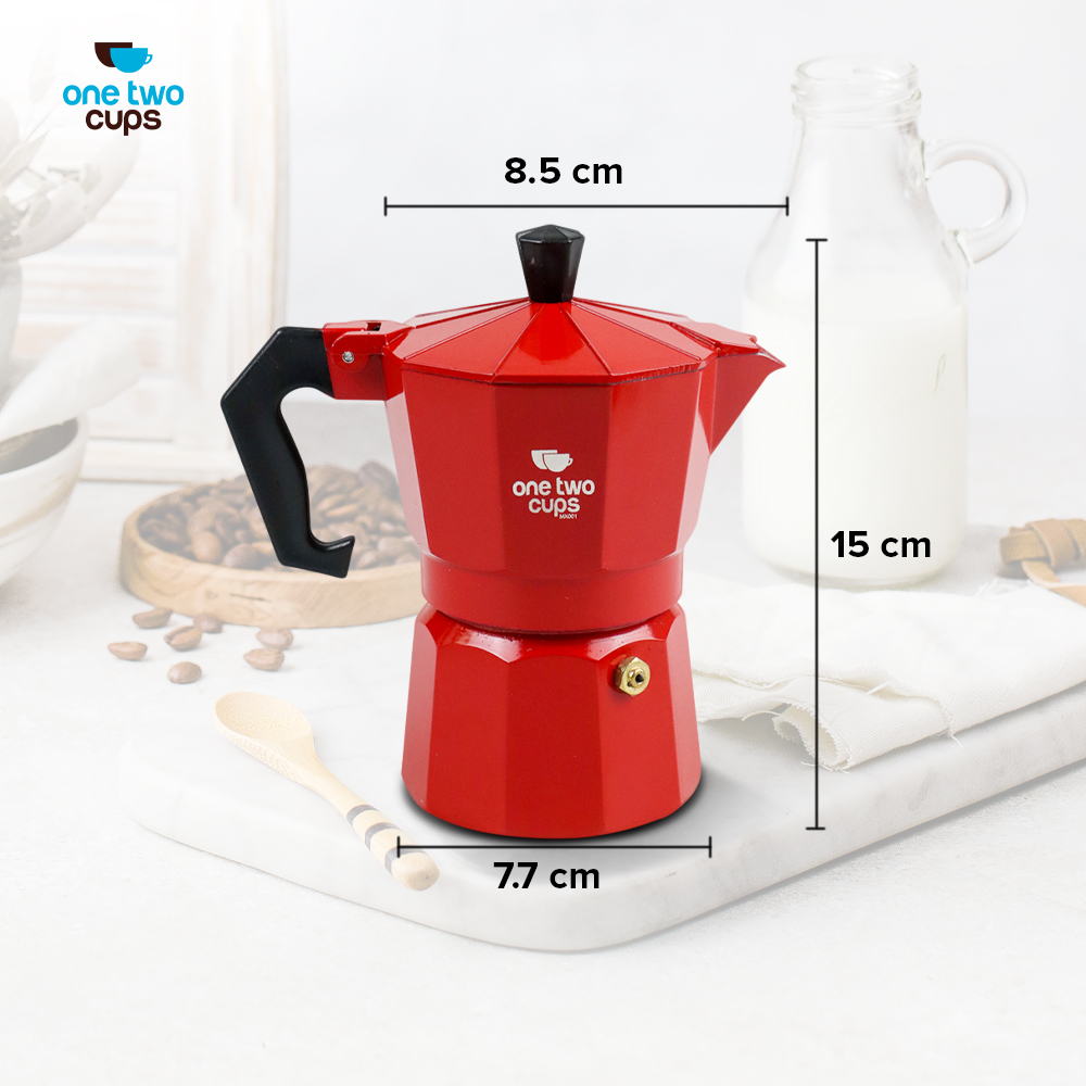Moka Pot Octagon Merah 150ml / 3cup