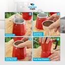 Moka Pot Octagon Merah 150ml / 3cup