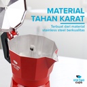 Moka Pot Octagon Merah 150ml / 3cup