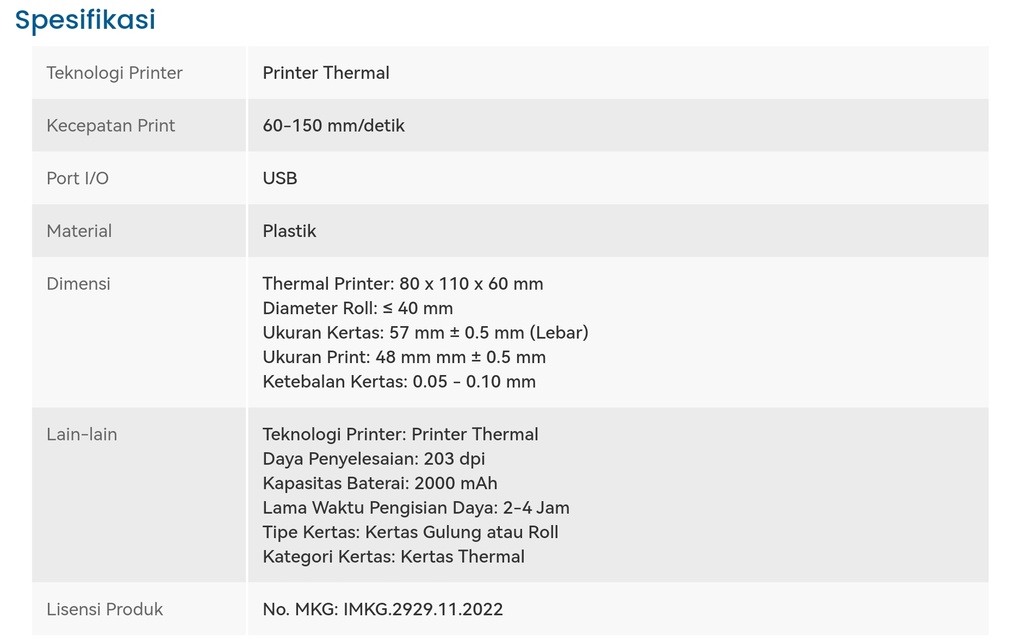Printer Bluetooth Mini Thermal Bisofice PT-230