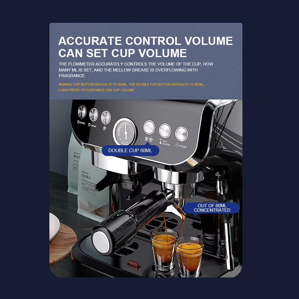 SOKANY Mesin Kopi Espresso Coffee Maker Frothing Grinding 20 Bar 1560W - SK6866