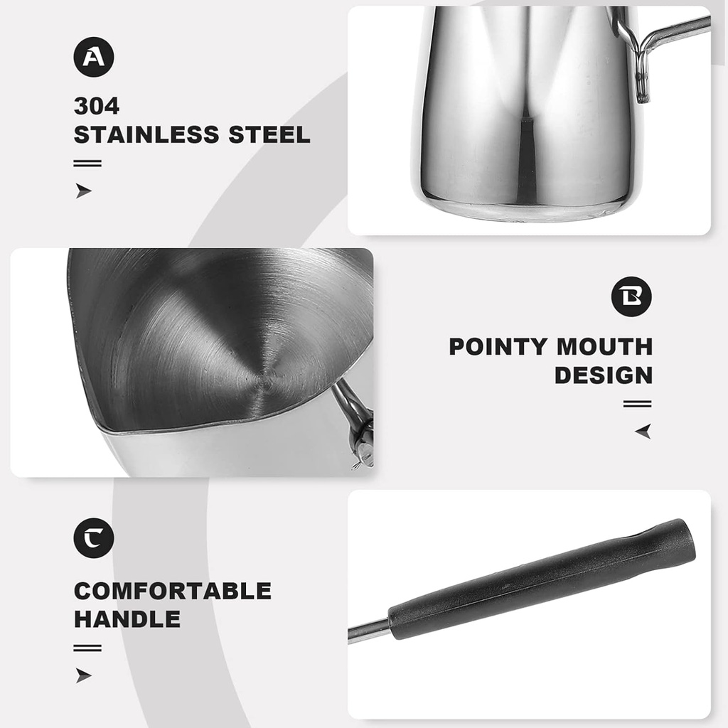 DROHOEY Milk jug Latte Art Long Handle Stainless Steel 600ml
