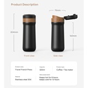 iCafilas French Press Travel Mug Portable Coffee Maker 320ml - F222