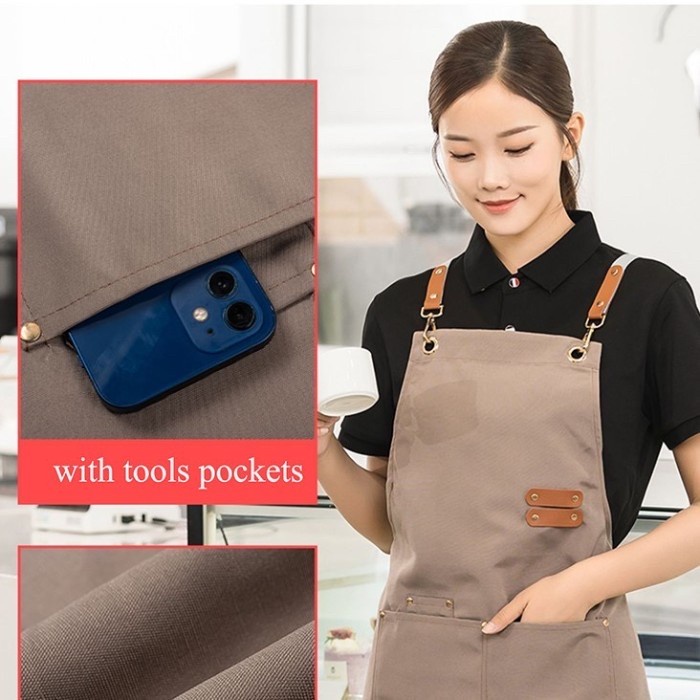 Celemek Apron Barista Canvas Brown