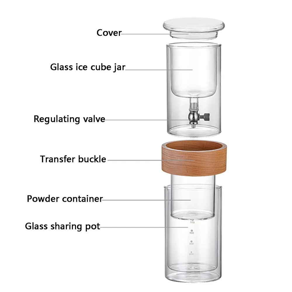 C405 800ml Transparent Cold Brew Coffee Maker Ice Drip Regulating Valve One Two Cups (3).webp