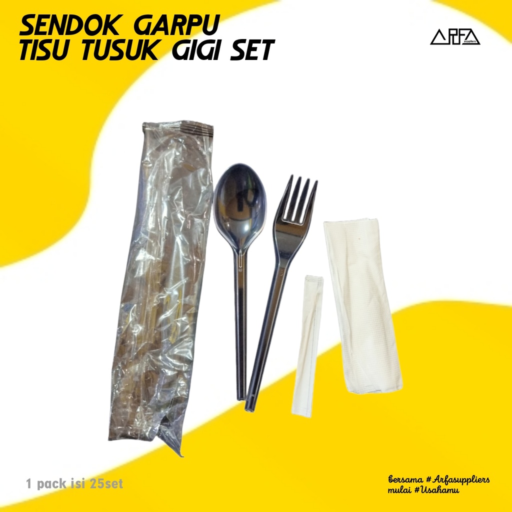 Sendok Garpu Tisu Tusuk Gigi Set isi 25set