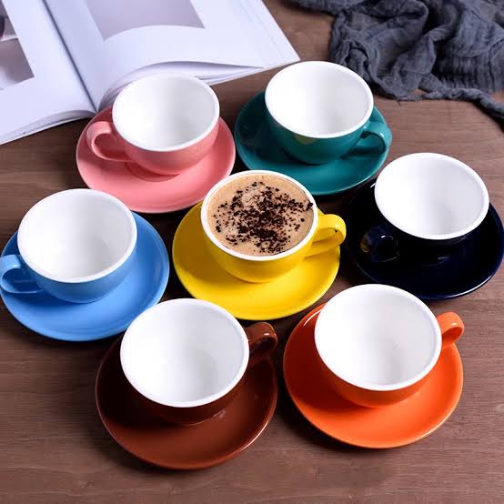 Cangkir Latte & Saucer / Cangkir Cappucino - Gray