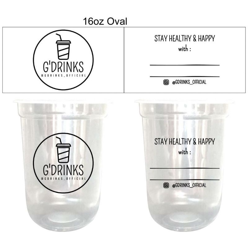 Sablon Gelas 16 oz oval isi 1000