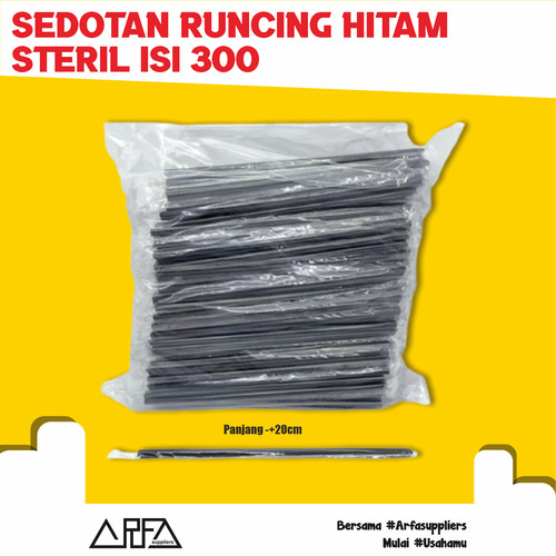 Sedotan Runcing Hitam Steril isi 300