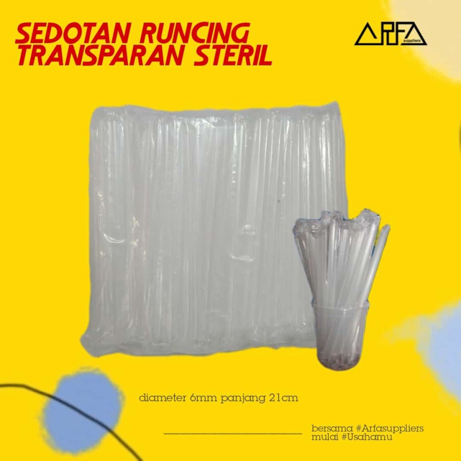 Sedotan Runcing Transparan Steril isi 300
