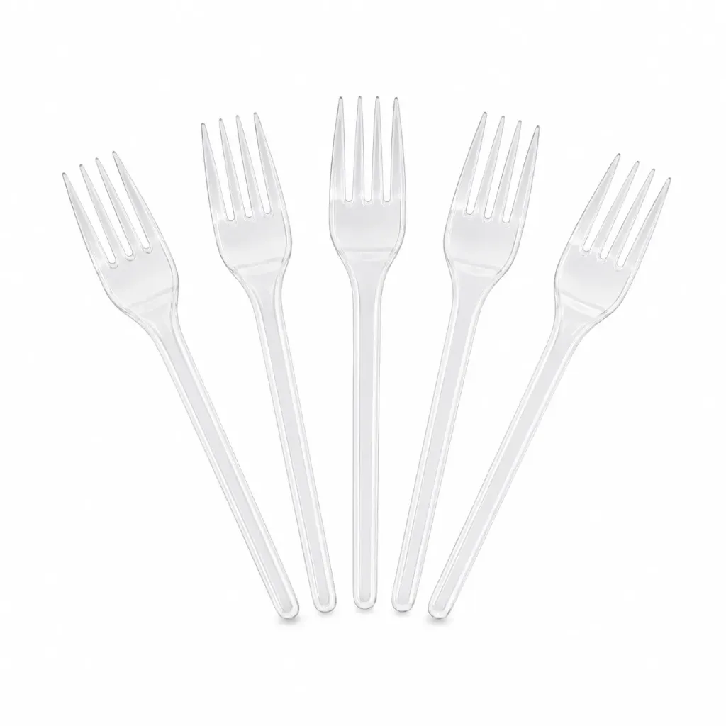 25 Pcs Garpu Makan Plastik Bening.webp
