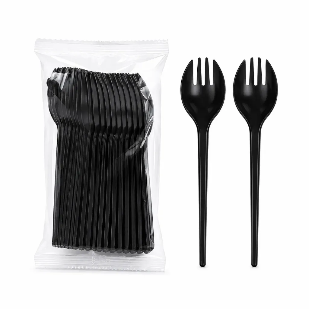 Sendok Garpu Spork Steril Hitam 25 Set.webp