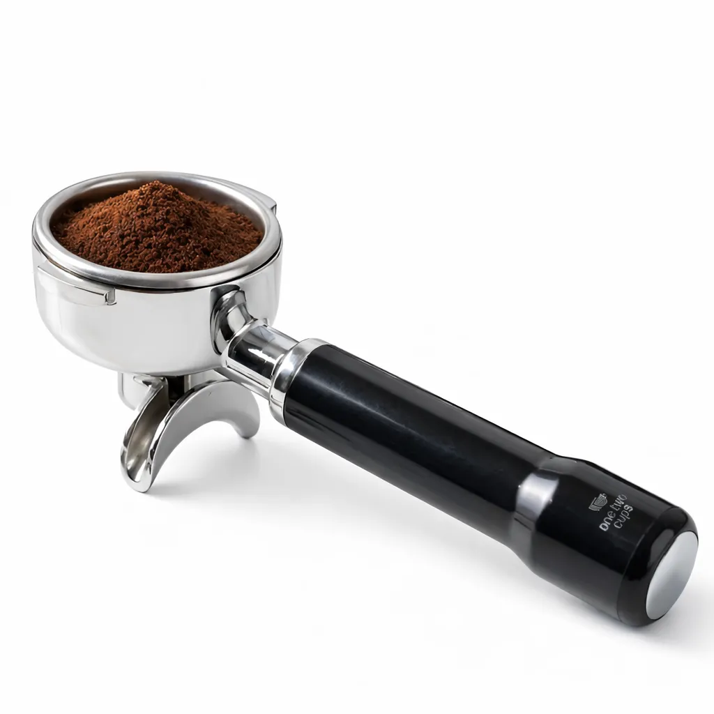 AL304 Black 58mm Portafilter Double Spout Stainless Steel One Two Cups