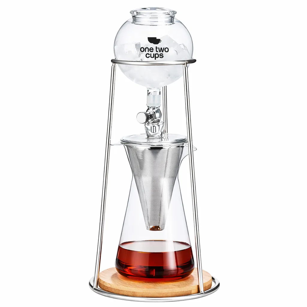 C404 600ml Transparent Cold Brew Coffee Maker Ice Drip Regulating Valve One Two Cups
