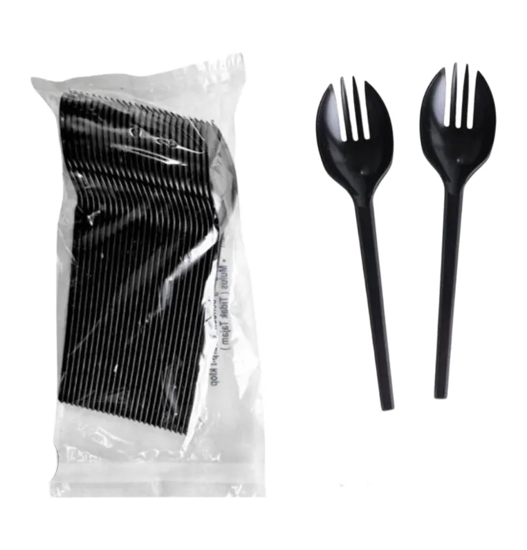 Sendok Garpu Spork Steril Hitam 25 Set