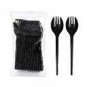 Sendok Garpu Spork Steril Hitam 25 Set