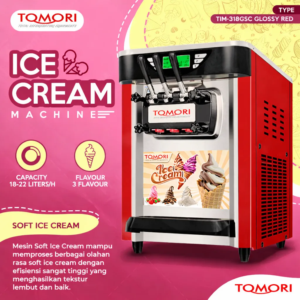 Mesin Pembuat Es Krim Soft / Soft Ice Cream Machine Tomori TIM-318GSC