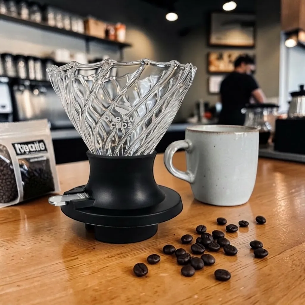 [PKDV018A] VD40R Black Transparant Twirl V60 Coffee Dripper Manual Kaca 1-4 Cup One Two Cups