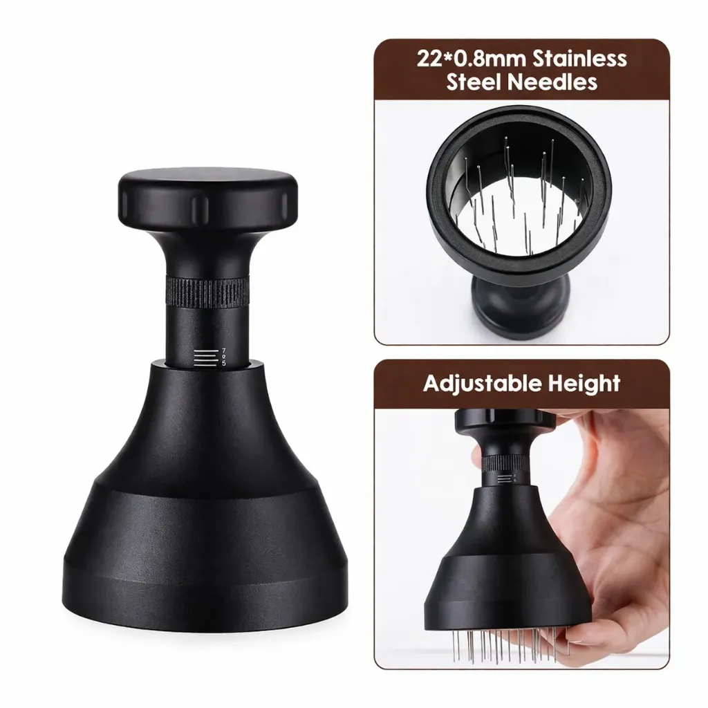 CU17 Black Jarum Pemerata Bubuk Kopi Rotary Distribution Tool 20 Jarum