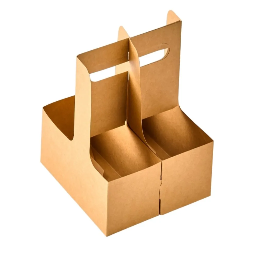 Brown Kraft Cup Holder Tray 4 Cup