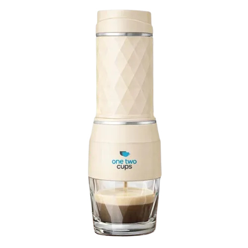 HS8439 Beige 120ml Hand Press Mini Espresso Maker 3in1 20 Bar One Two Cups