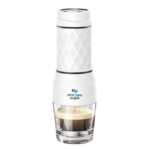 HS8439 White 120ml Hand Press Mini Espresso Maker 3in1 20 Bar One Two Cups