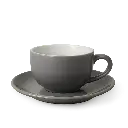 Cangkir Latte 220ml + Saucer Keramik Abu-Abu Dark Gray