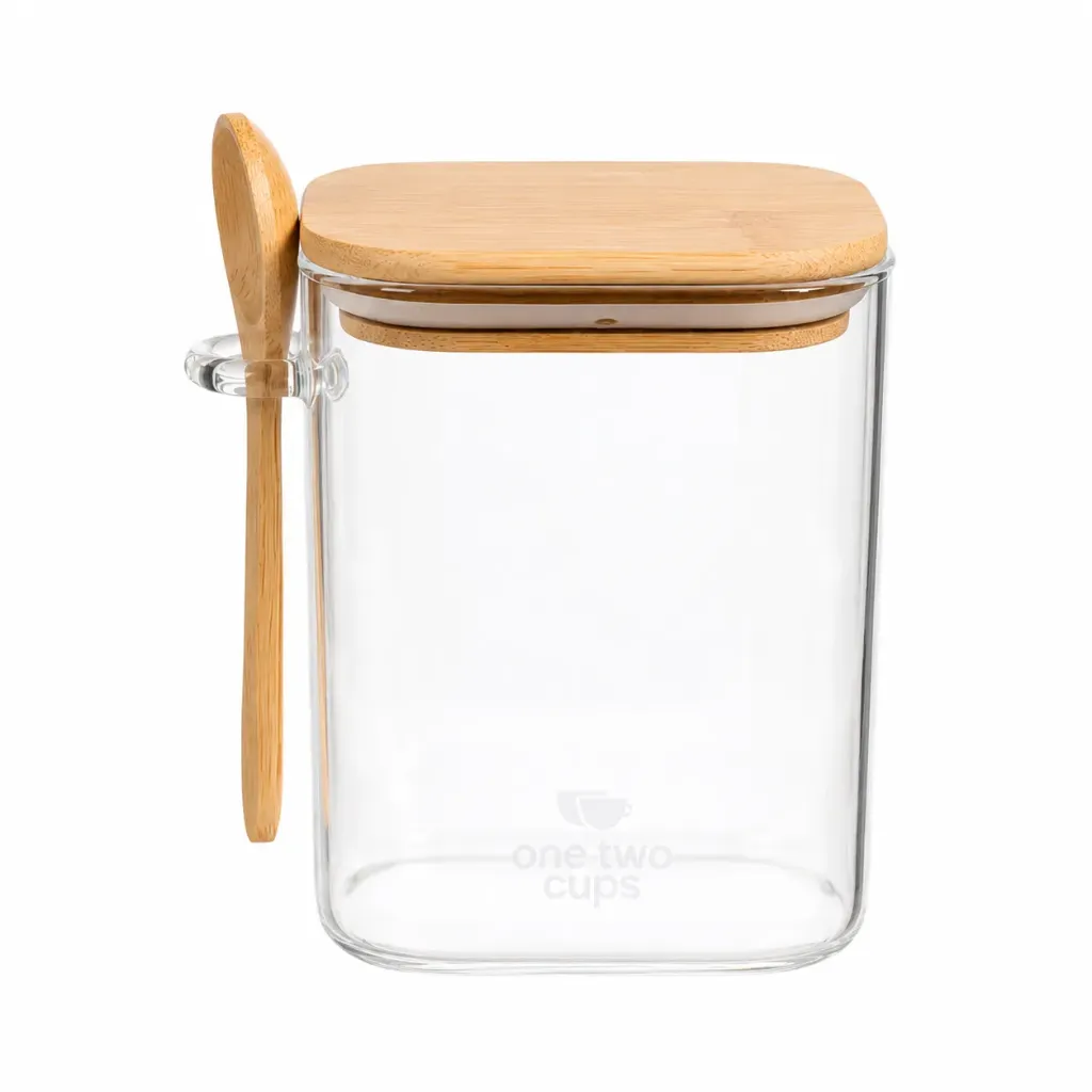 ST1020 800ml Toples Kaca Kedap Udara Bamboo Lid