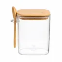 ST1020 800ml Toples Kaca Kedap Udara Bamboo Lid