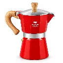 L15 Moka Pot Octagon Merah 150ml / 3 Cups Espresso Coffee Maker Stovetop One Two Cups