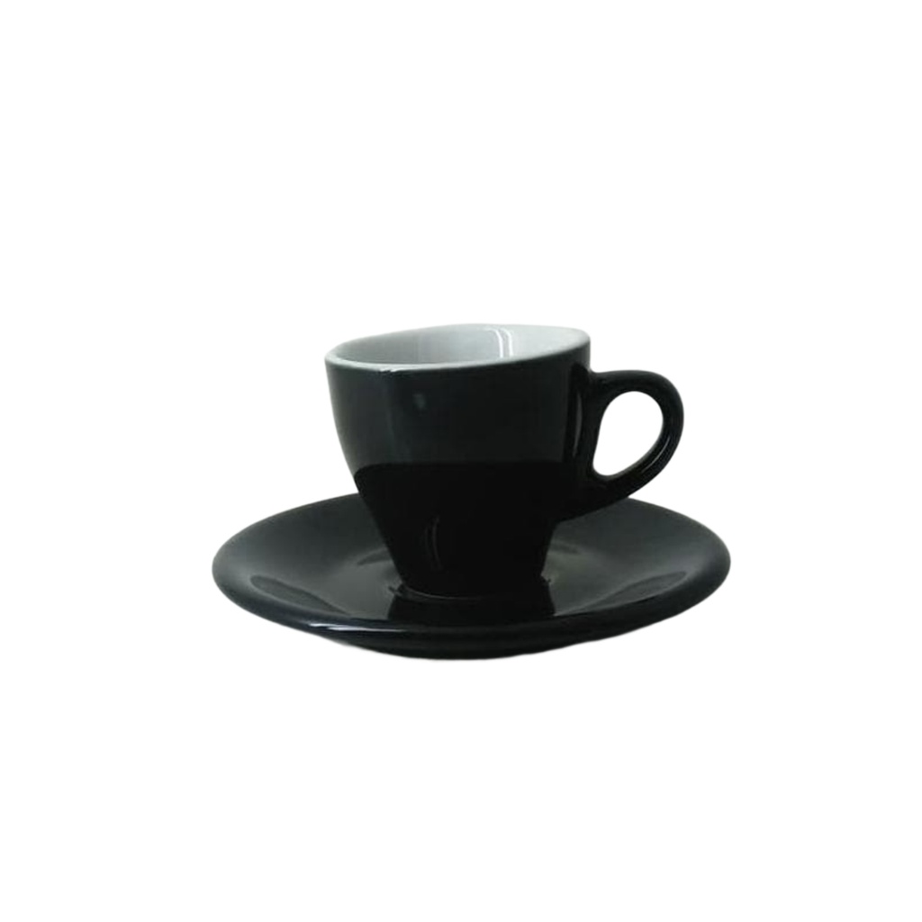 Cangkir Espresso 50ml + Saucer Keramik Hitam Estetik
