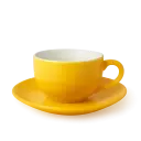 Cangkir Latte 220ml + Saucer – Keramik Kuning Estetik | Porcelain Tahan Panas