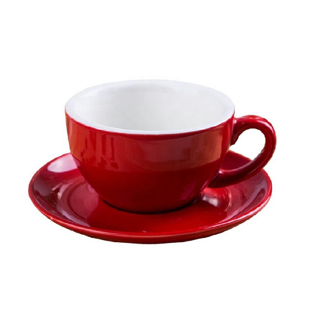 Cangkir Latte & Saucer / Cangkir Cappucino - Merah