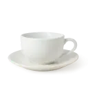 Cangkir Latte 220ml + Saucer – Keramik Putih Estetik | Porcelain Tahan Panas