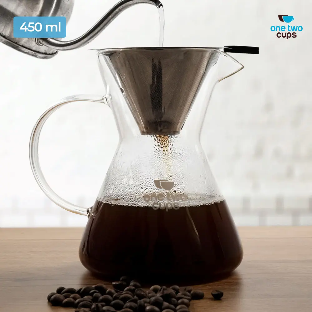 YDKT001 450ml Pour Over Coffee Server + Filter One Two Cups