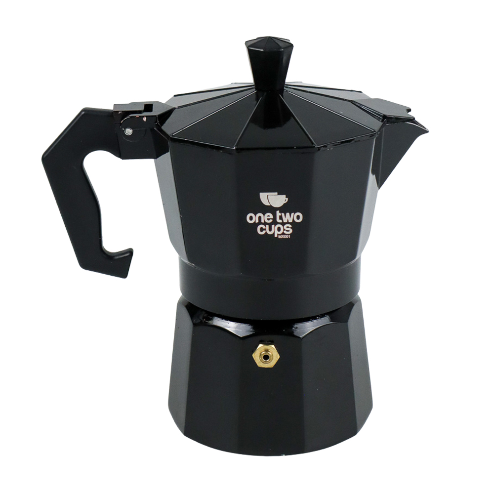 MX001 Moka Pot Octagon Hitam 150ml / 3 Cups