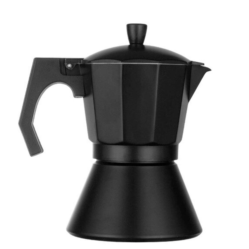 L10 Moka Pot Octagon Hitam 300ml / 6 Cups Espresso Coffee Maker Stovetop One Two Cups