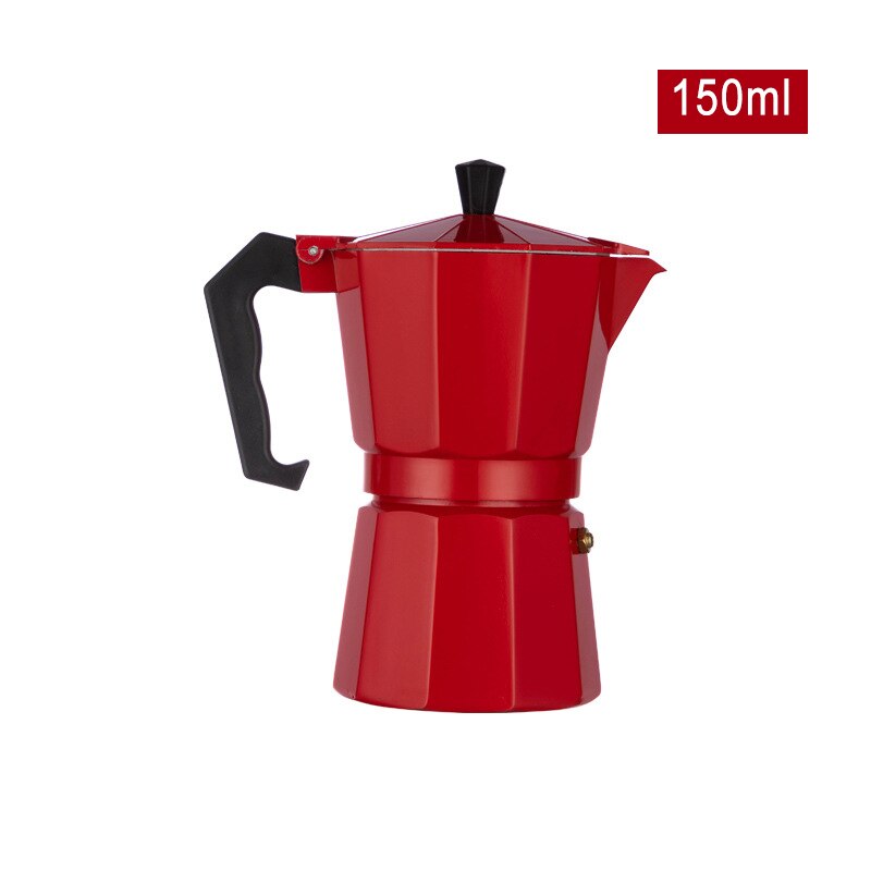 L10 Moka Pot Octagon Merah 150ml / 3 Cups Espresso Coffee Maker Stovetop One Two Cups