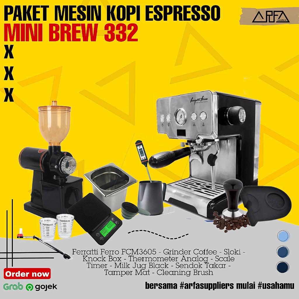 Paket Mesin Espresso Ferratti Ferro Mini Brew 332