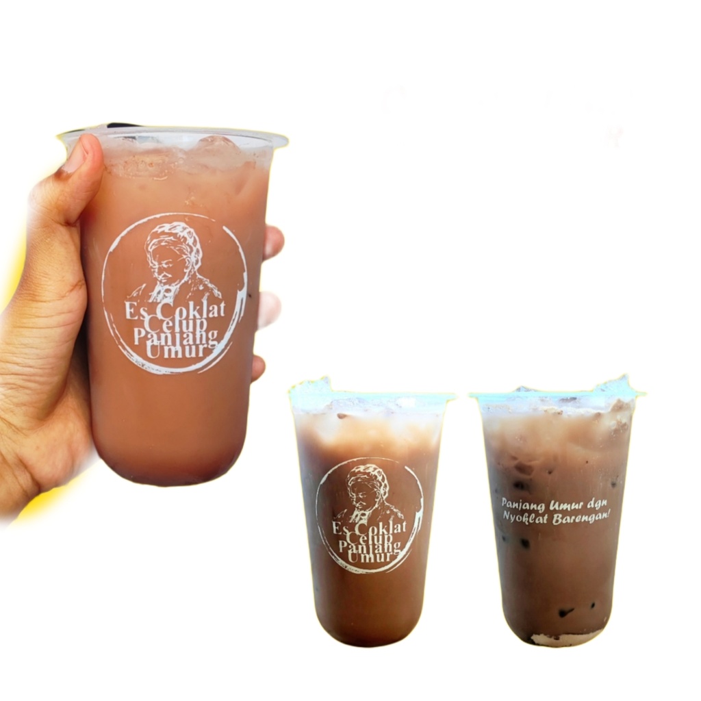 Sablon Gelas Es Coklat Celup 18 oz datar isi 50pc