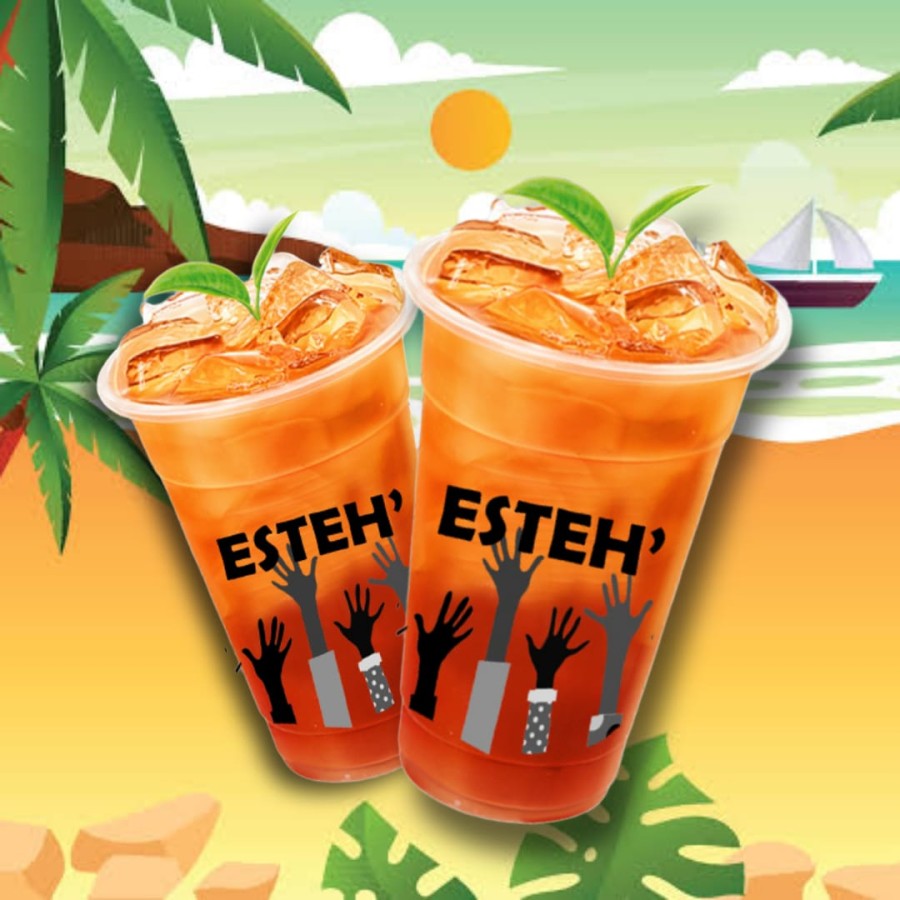 Sablon Gelas Es Teh 16 oz datar isi 50pc