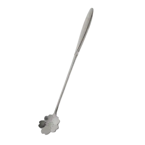 [PCSK005] TC49 Petal Silver Sendok Teh Gagang Panjang Long Handle Tea Spoon Stainless Steel