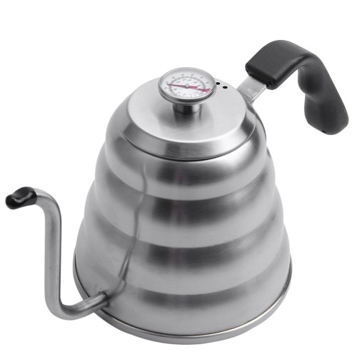 RT40 Silver 1L Teko Leher Angsa Gooseneck Kettle + Thermometer One Two Cups